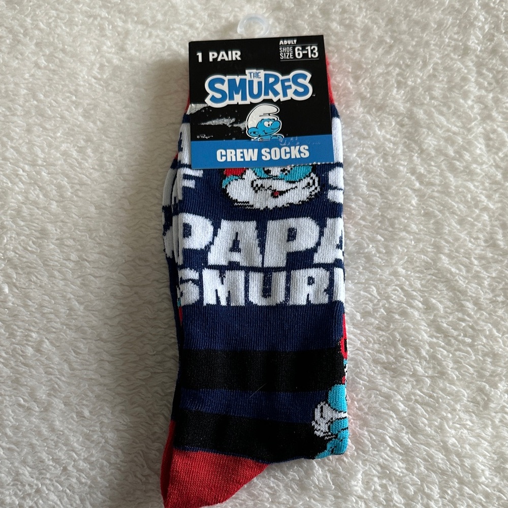 Papa Smurf Crew Socks - Blue and Red